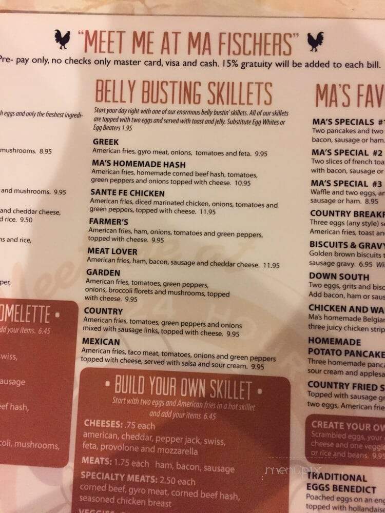 Ma Fischer's Family Restaurant - Milwaukee, WI menu_pic