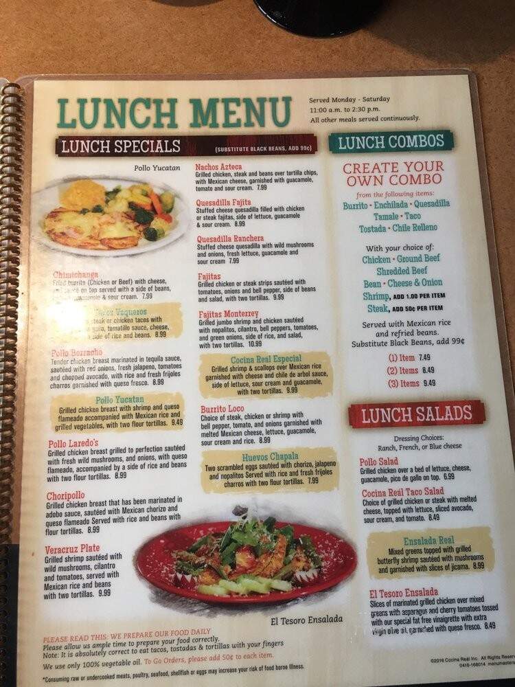 Mi Cocina Mexican Restaurant - New Berlin, WI menu_pic