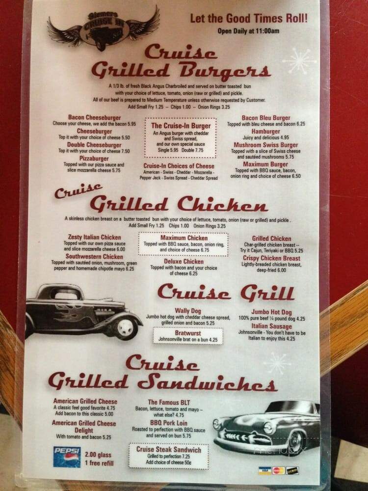 Nickol's Cruise-In - Walworth, WI menu_pic