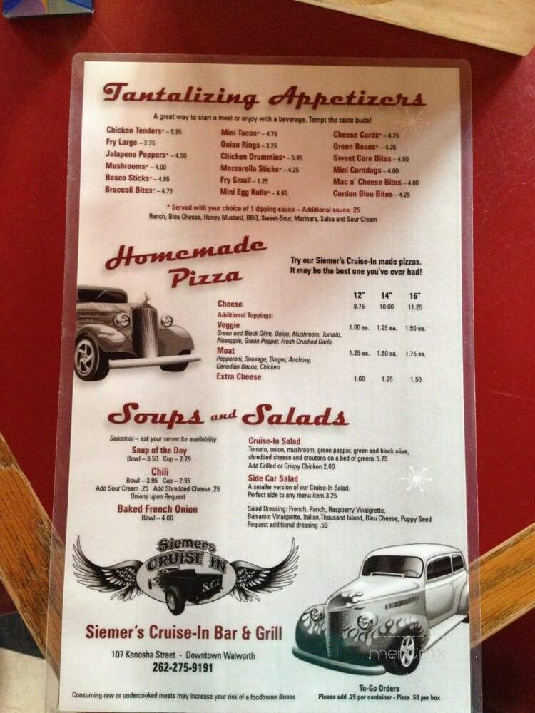 Nickol's Cruise-In - Walworth, WI menu_pic