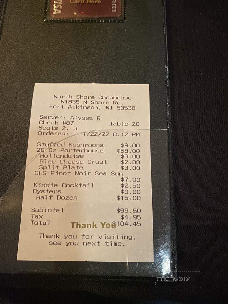North Shore Inn Ltd - Fort Atkinson, WI menu_pic