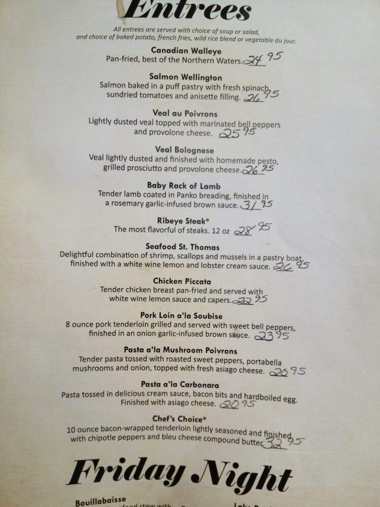 Pine Baron's - Manitowish Waters, WI menu_pic