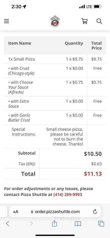 Pizza Shuttle - Milwaukee, WI menu_pic