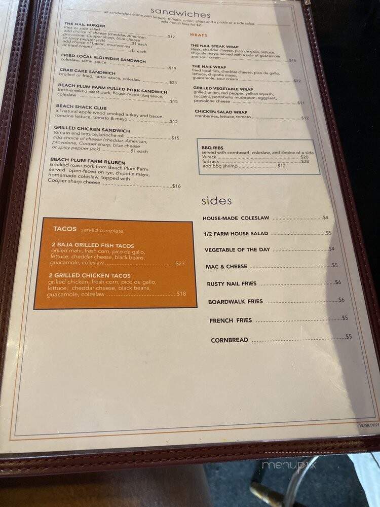 Rusty Nail Bar & Grill - Pigeon Falls, WI menu_pic