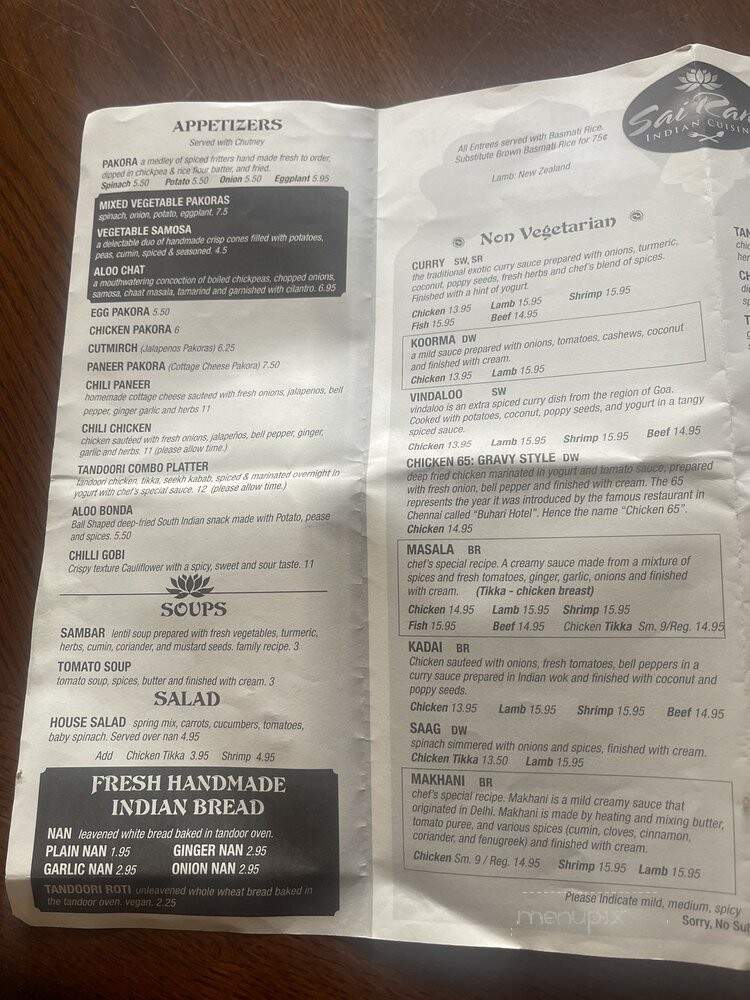 Sairam Indian Cuisine - Appleton, WI menu_pic