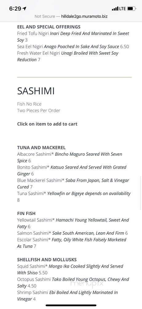 Sushi Muramoto - Madison, WI menu_pic
