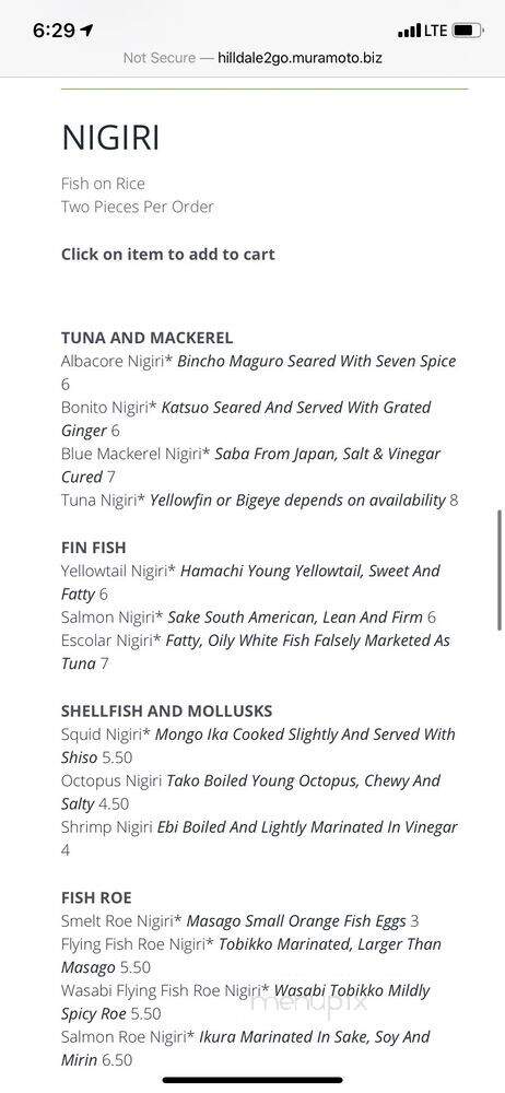 Sushi Muramoto - Madison, WI menu_pic