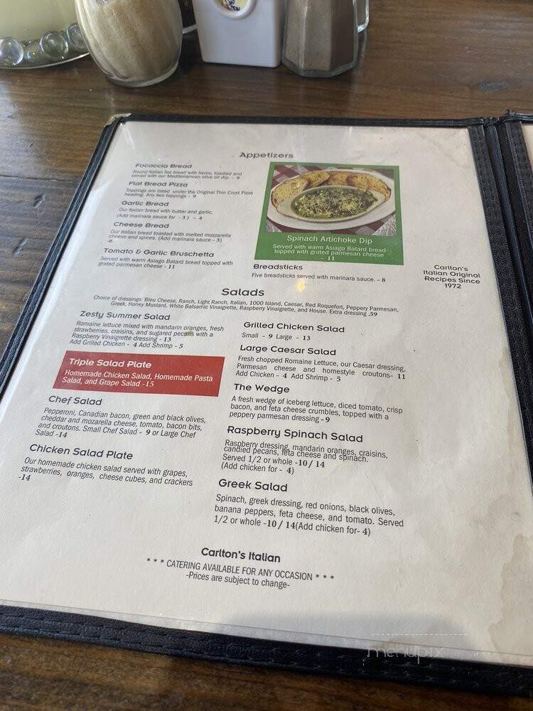 Carlton's Italian - Cullman, AL menu_pic