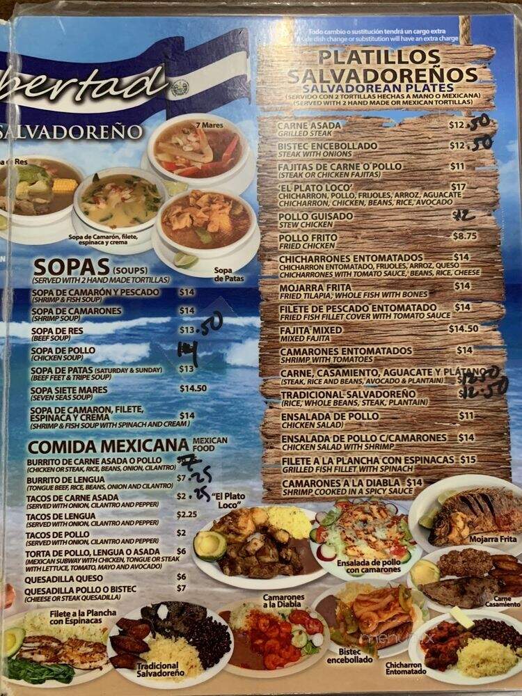 La Libertad - Pelham, AL menu_pic