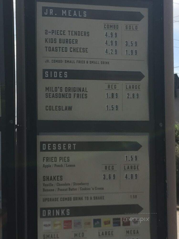 Milo's Hamburgers - Pelham, AL menu_pic