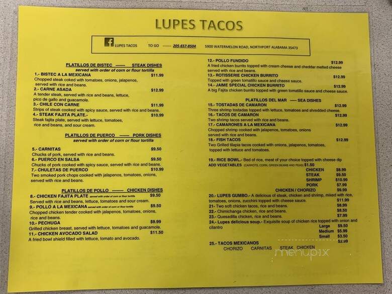 Lupes Mexican Restaurant - Northport, AL menu_pic