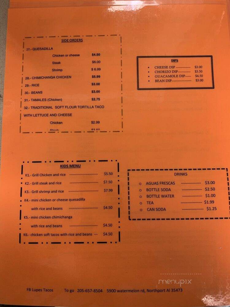 Lupes Mexican Restaurant - Northport, AL menu_pic