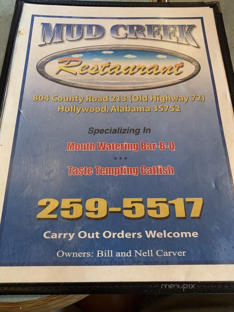 Mud Creek Fishing Camp Restaurant - Hollywood, AL menu_pic