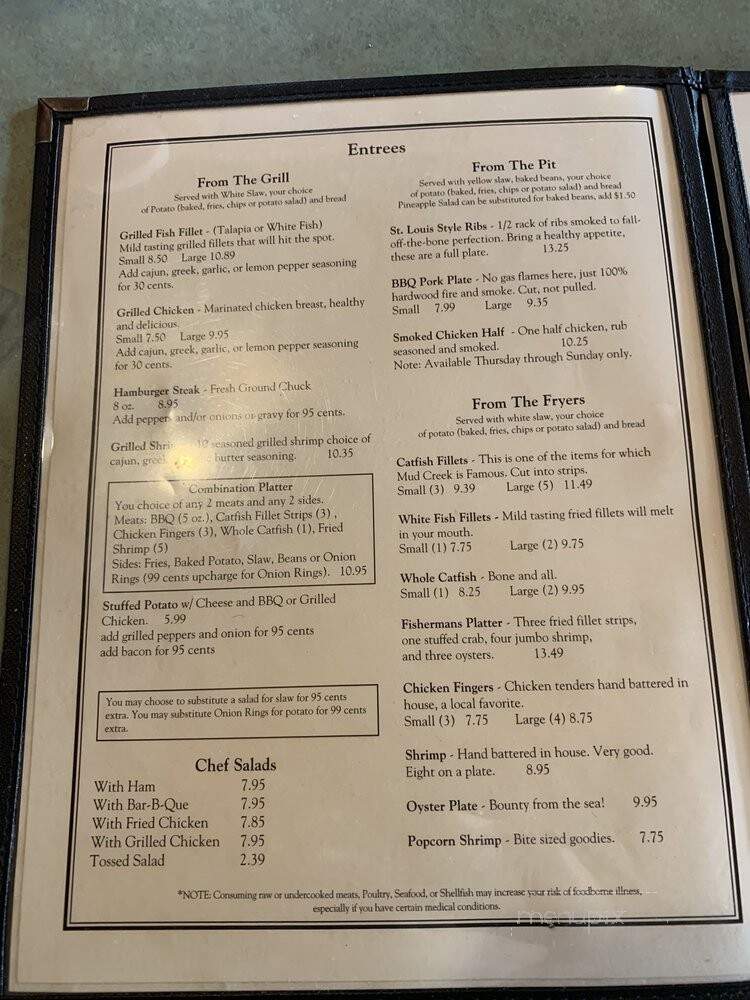 Mud Creek Fishing Camp Restaurant - Hollywood, AL menu_pic