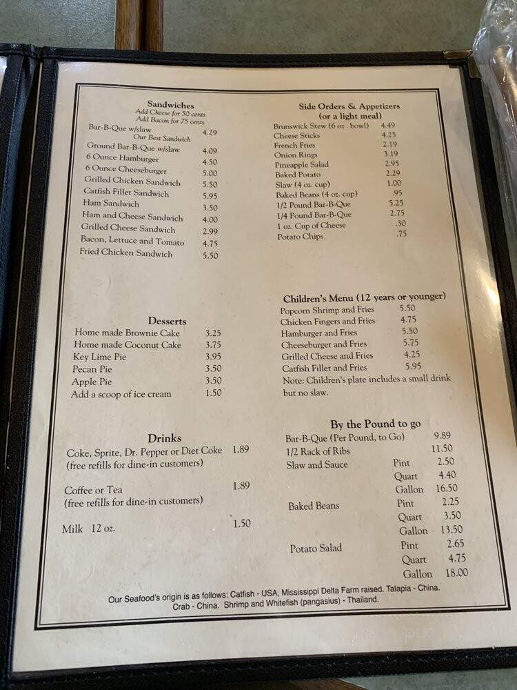 Mud Creek Fishing Camp Restaurant - Hollywood, AL menu_pic