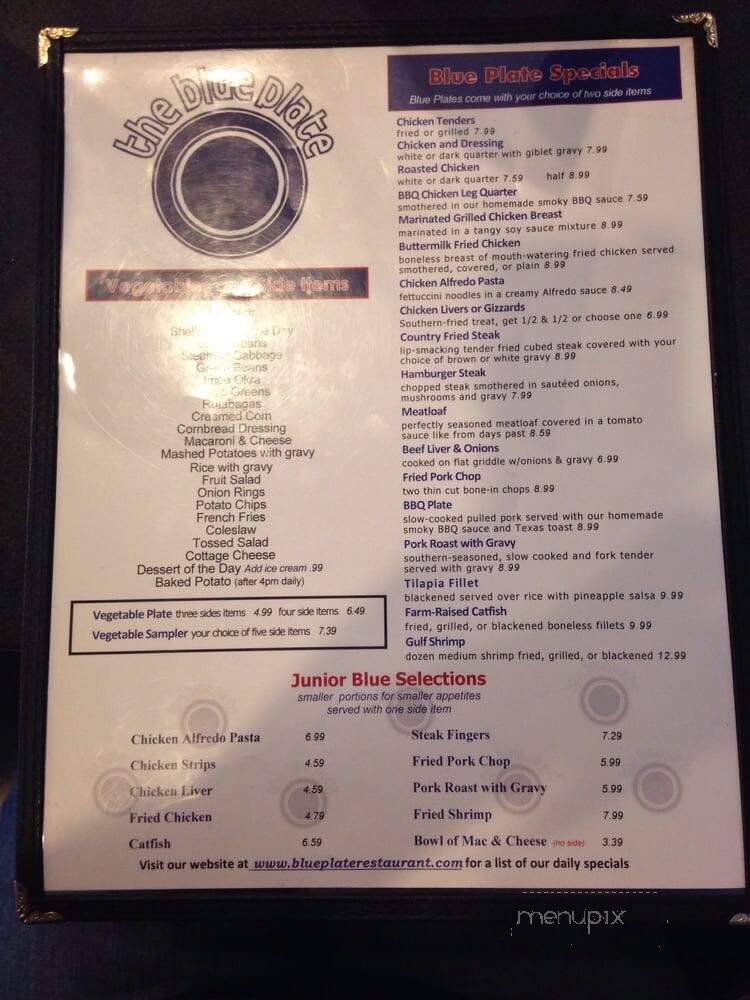 Blue Plate - Dothan, AL menu_pic