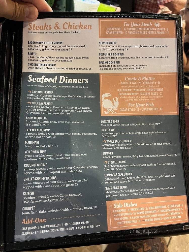 Wolf Bay Lodge - Elberta, AL menu_pic