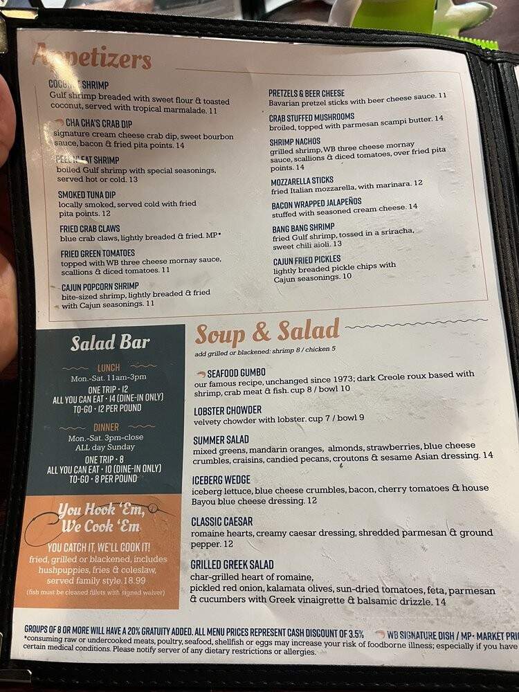 Wolf Bay Lodge - Elberta, AL menu_pic