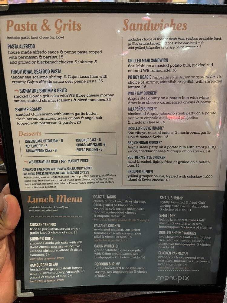 Wolf Bay Lodge - Elberta, AL menu_pic