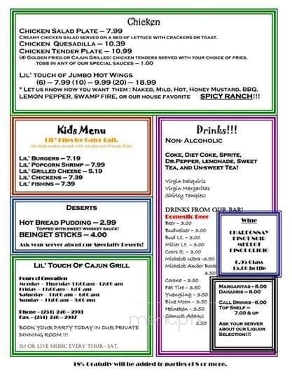 Downtown Grill - Jackson, AL menu_pic