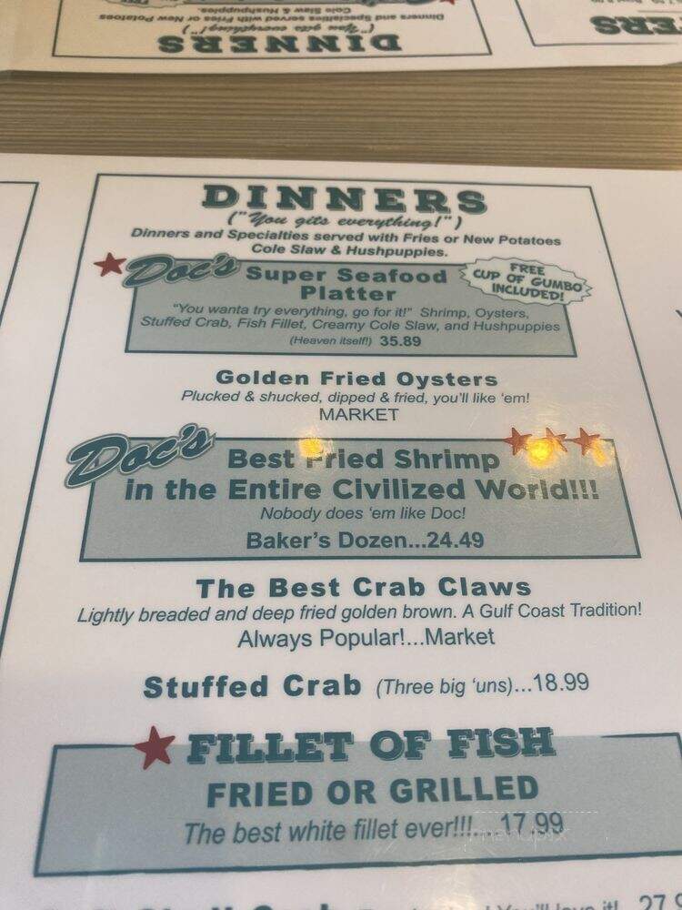 Doc's Seafood Shack & Oyster - Orange Beach, AL