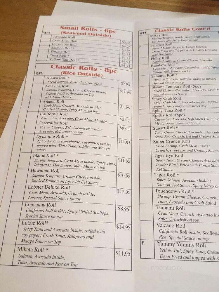 Mikata Japanese Steak House - Auburn, AL menu_pic