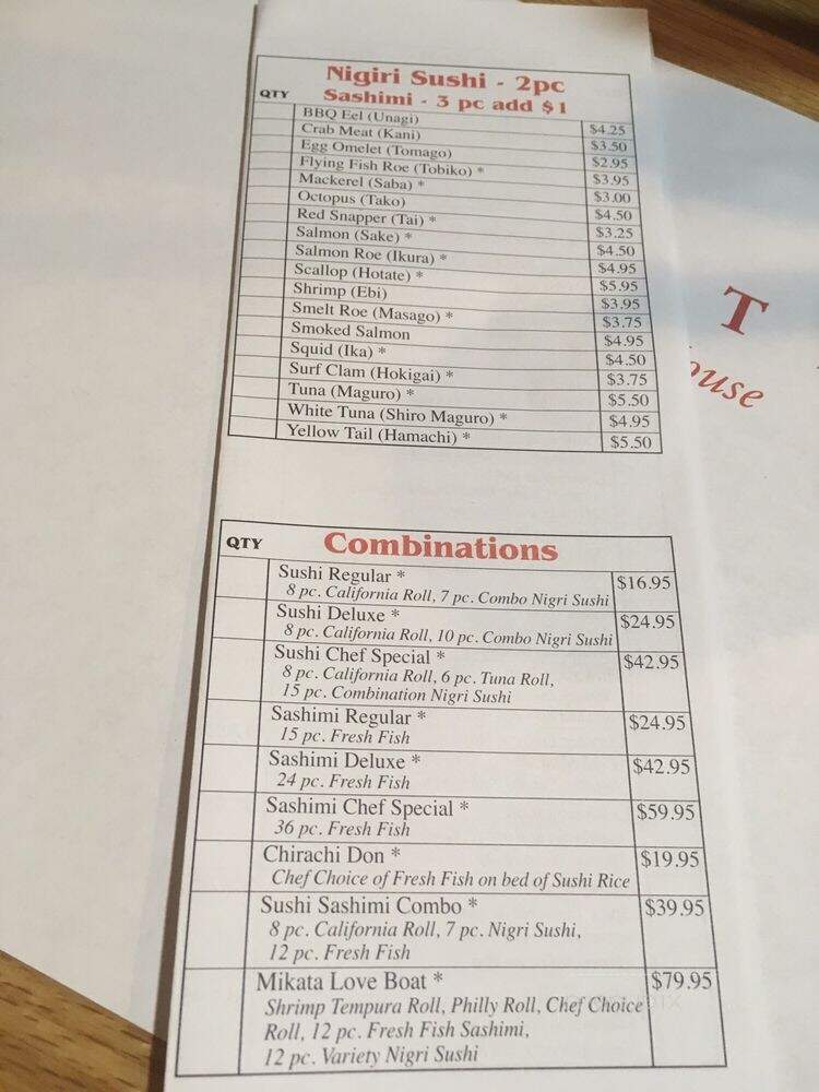 Mikata Japanese Steak House - Auburn, AL menu_pic