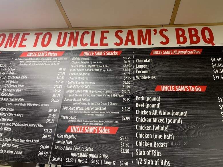 Uncle Sam's Bar-B-Cue - Hueytown, AL menu_pic