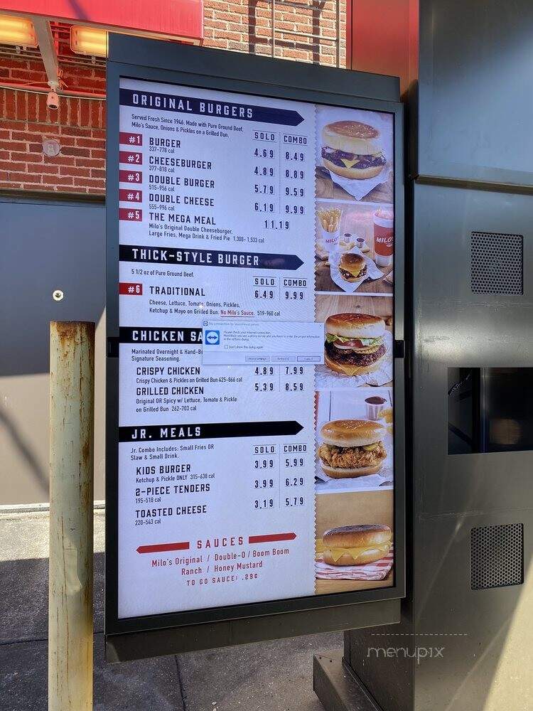 Milo's Hamburgers - Birmingham, AL menu_pic