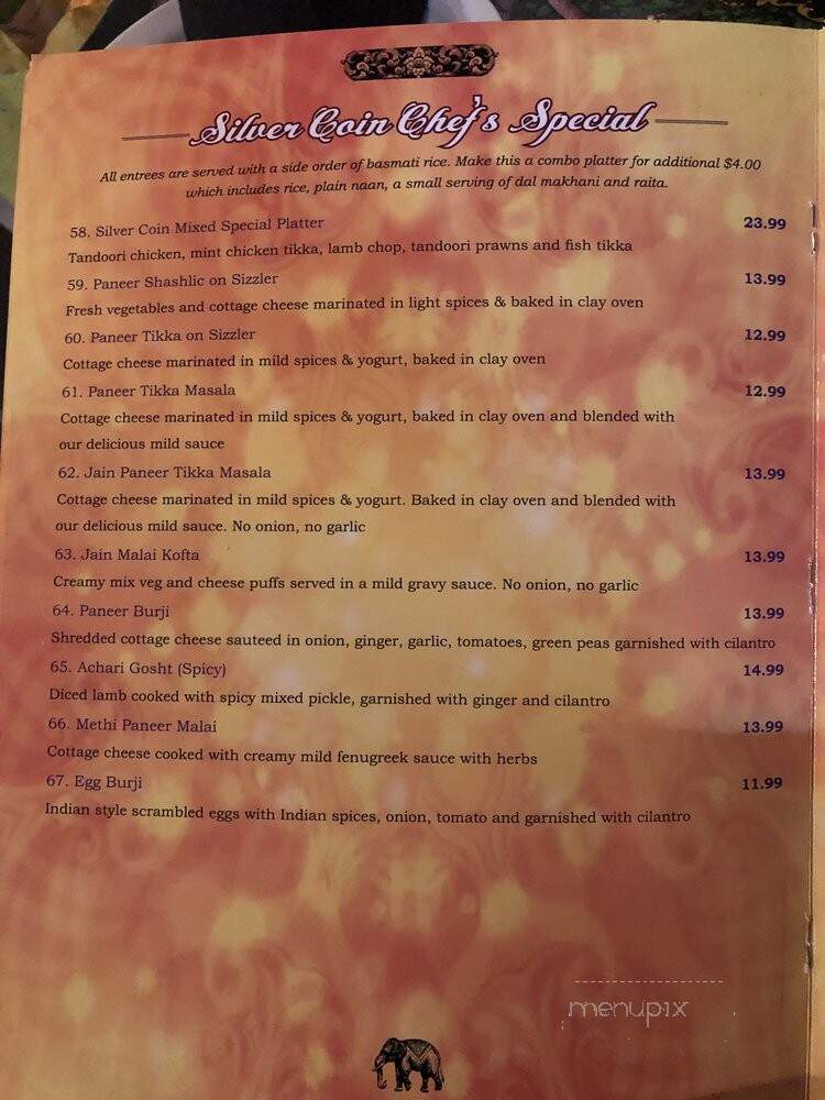 Silver Coin Indian Grill - Birmingham, AL menu_pic