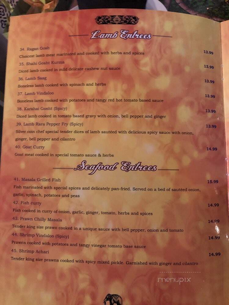 Silver Coin Indian Grill - Birmingham, AL menu_pic