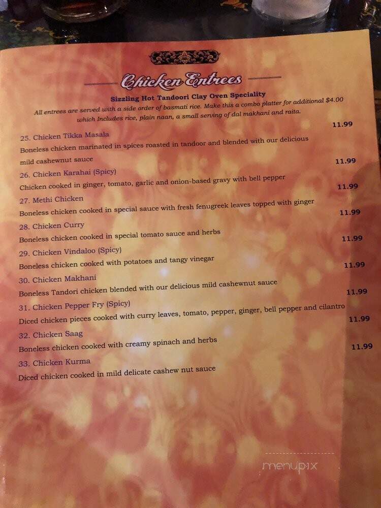 Silver Coin Indian Grill - Birmingham, AL menu_pic