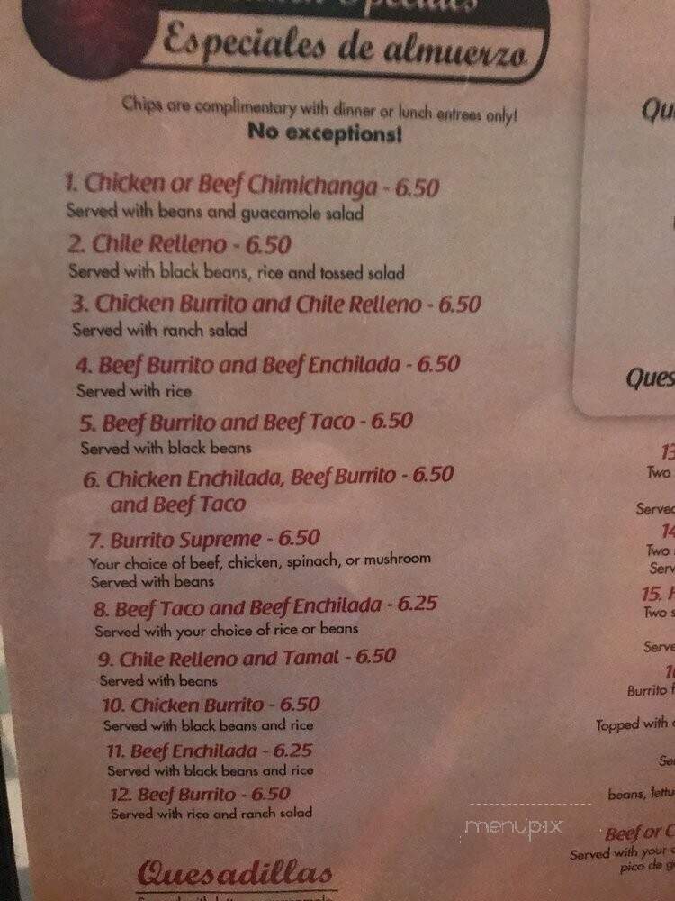 Zapata Mexican Restaurant - Birmingham, AL menu_pic