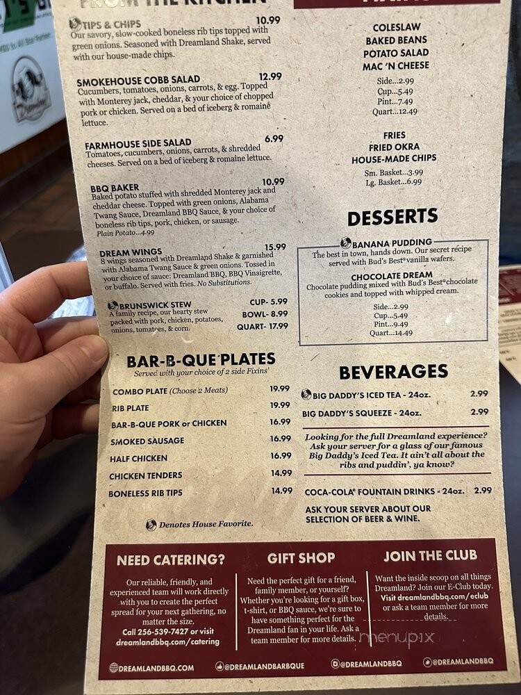 Dreamland Barbeque - Huntsville, AL menu_pic