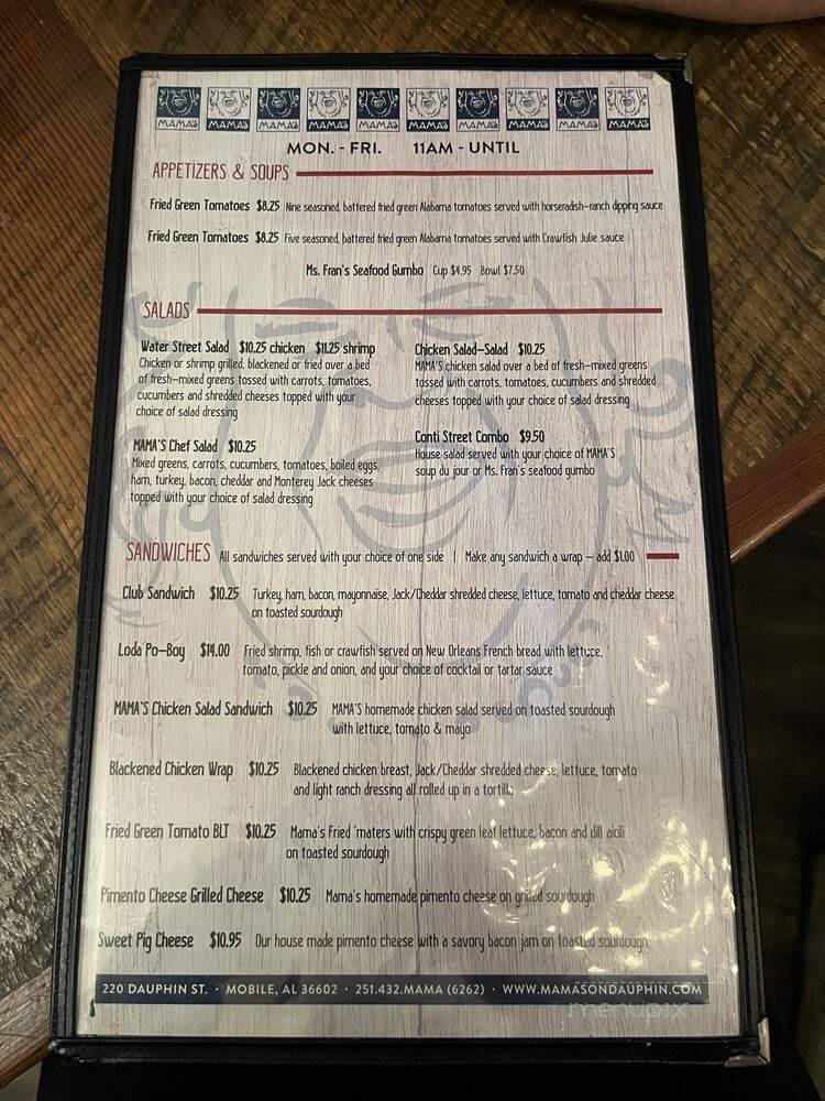 Mama's On Dauphin - Mobile, AL menu_pic