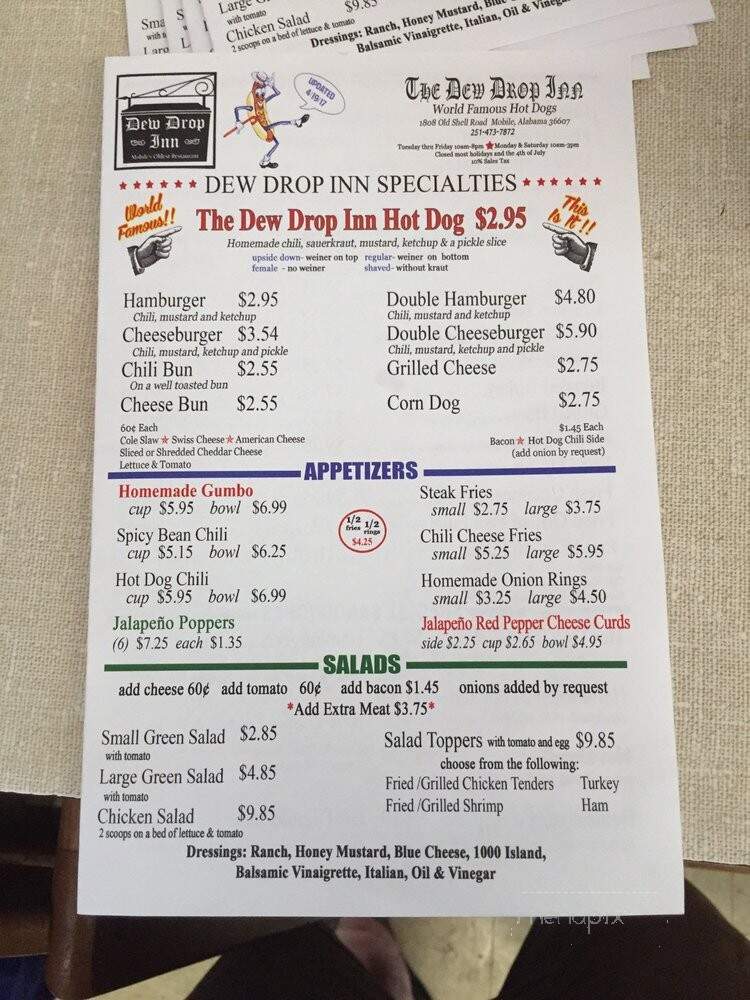 Dew Drop Inn Restaurant - Mobile, AL menu_pic