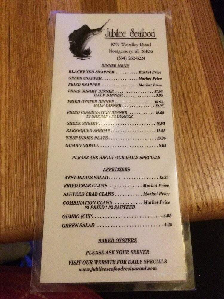 Jubilee Seafood Co - Montgomery, AL menu_pic