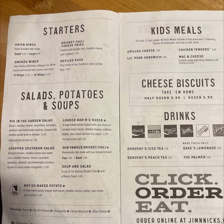 Jim N Nick's Barbecue - Montgomery, AL menu_pic