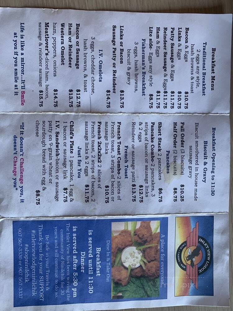 Inlet View Lodge - Ninilchik, AK menu_pic