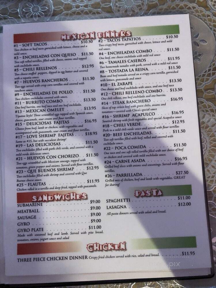 Chico's Mexican Restaurant - Ketchikan, AK menu_pic