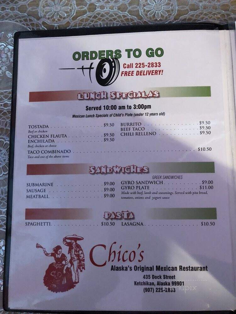 Chico's Mexican Restaurant - Ketchikan, AK menu_pic