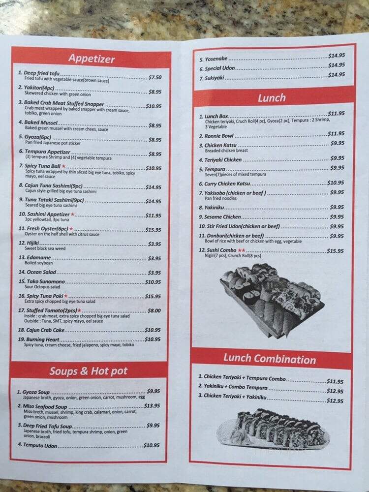 Ronnie Sushi - Anchorage, AK menu_pic