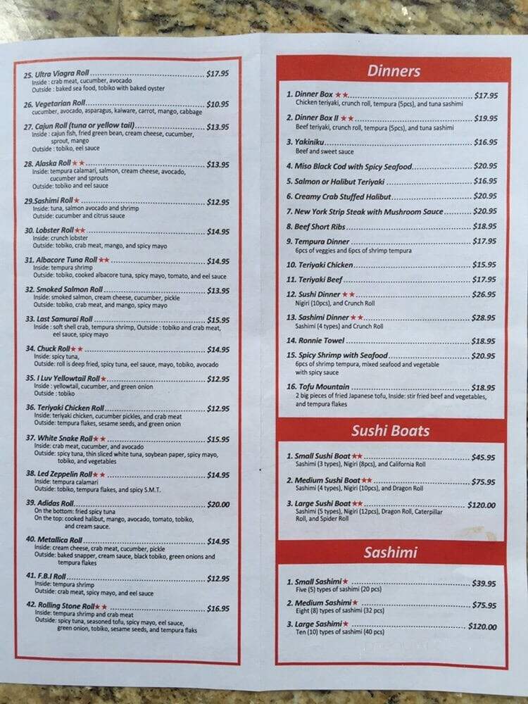 Ronnie Sushi - Anchorage, AK menu_pic