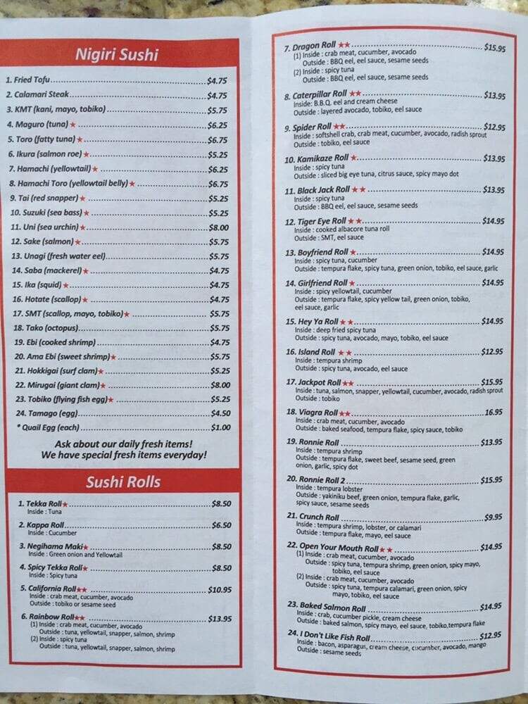 Ronnie Sushi - Anchorage, AK menu_pic