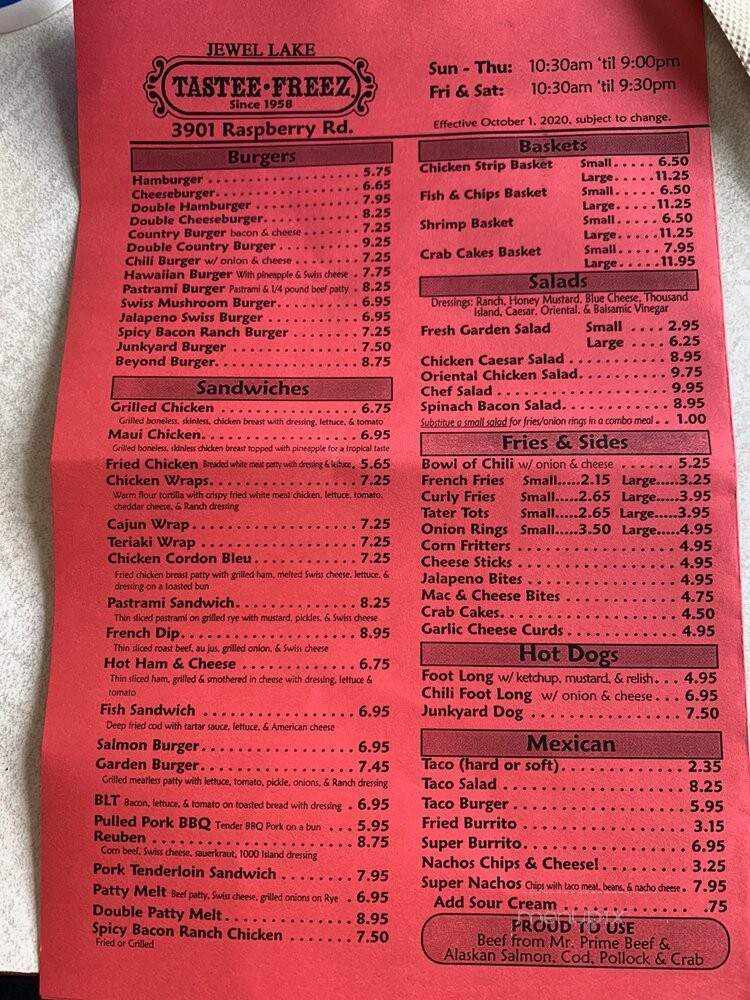 Tastee Freez - Anchorage, AK menu_pic