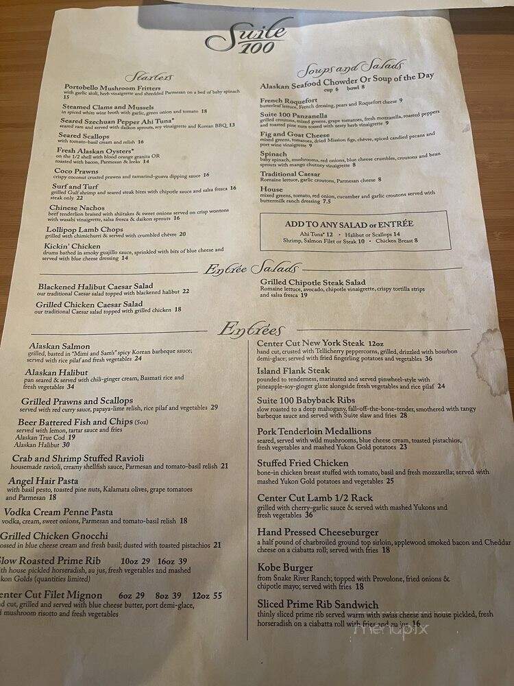 Suite 100 Restaurant & Bar - Anchorage, AK menu_pic