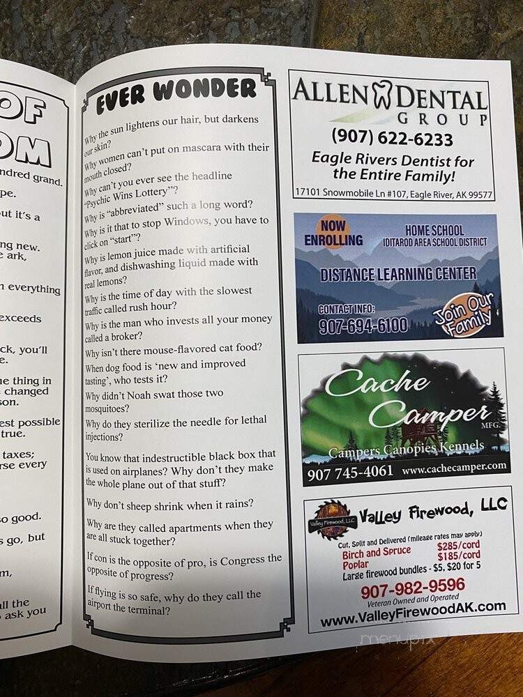 Tinker's Rainforest Deli - Eagle River, AK menu_pic