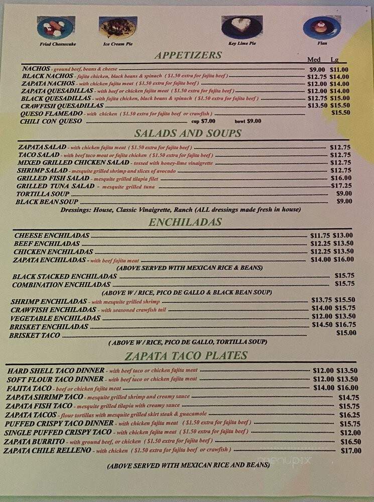 Zapata's - Texarkana, AR menu_pic