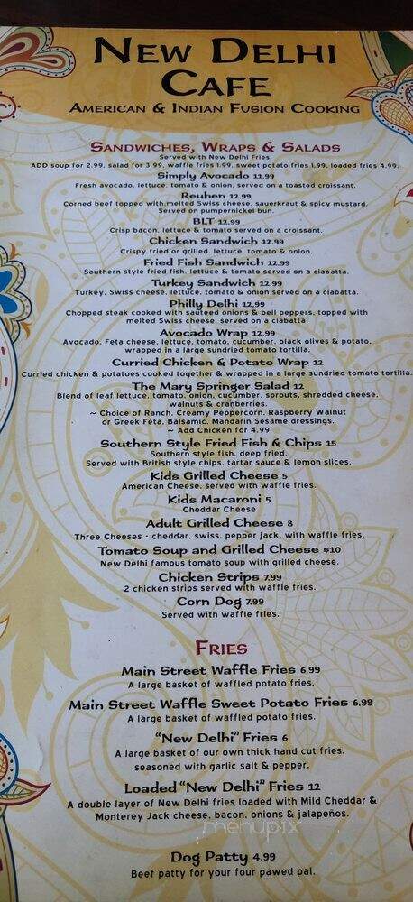 New Delhi Cafe - Eureka Springs, AR menu_pic