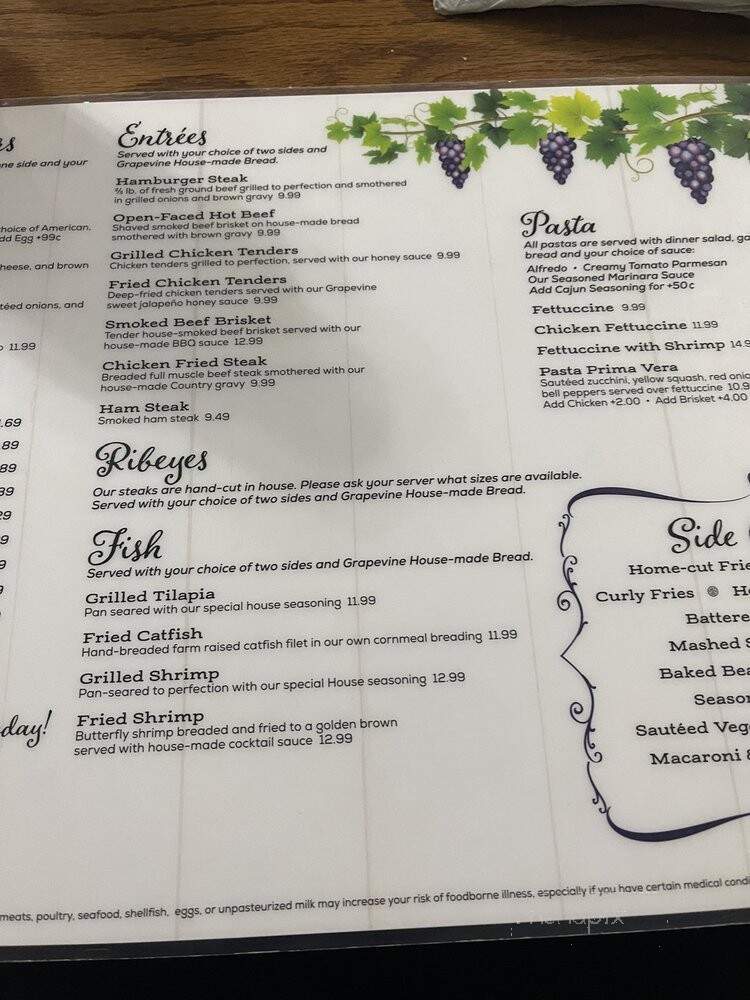 Grapevine Restaurant - Paris, AR menu_pic